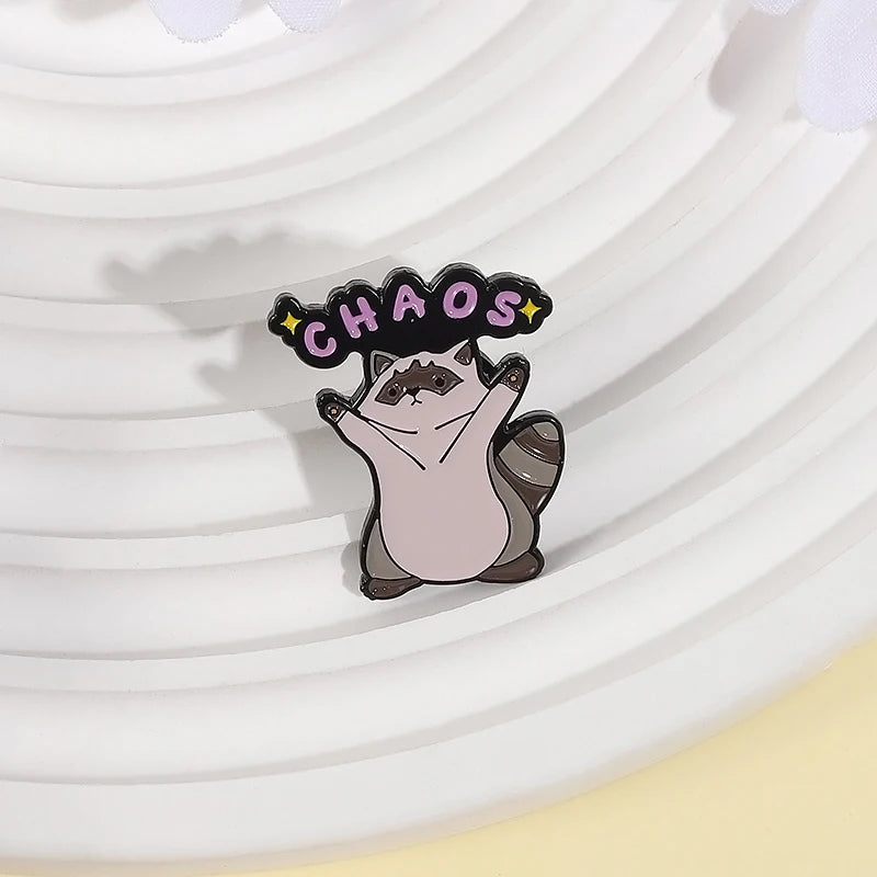 Funny Cartoon Raccoon Enamel Pin — "Fun in Dysfunctional" Trash Can Brooch for Backpacks, Jackets & Punk Accessories