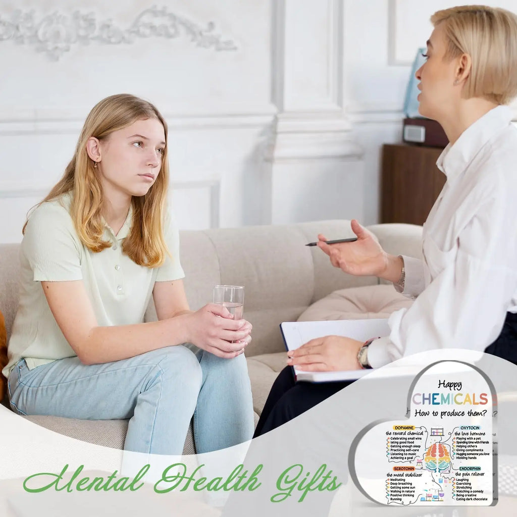 Happiness Chemicals Heart Acrylic Sign — Mental Health Awareness Decor for Classrooms, Counseling & Therapy Spaces