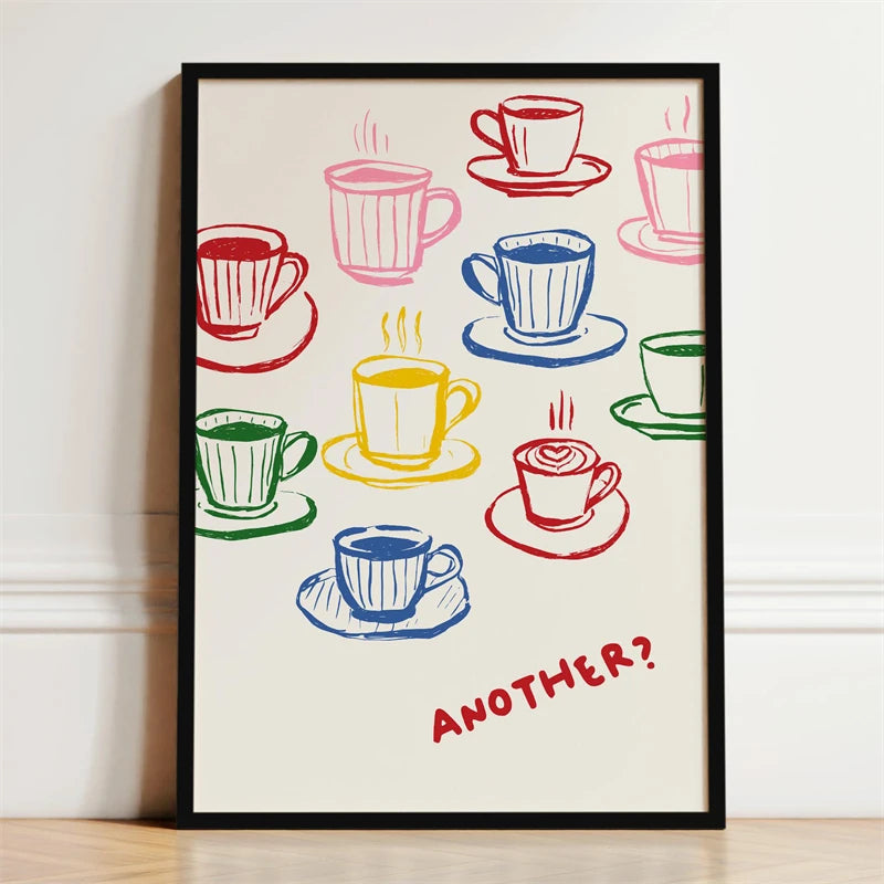 Kitchen Wall Art Poster — Wine, Coffee & Pasta Print