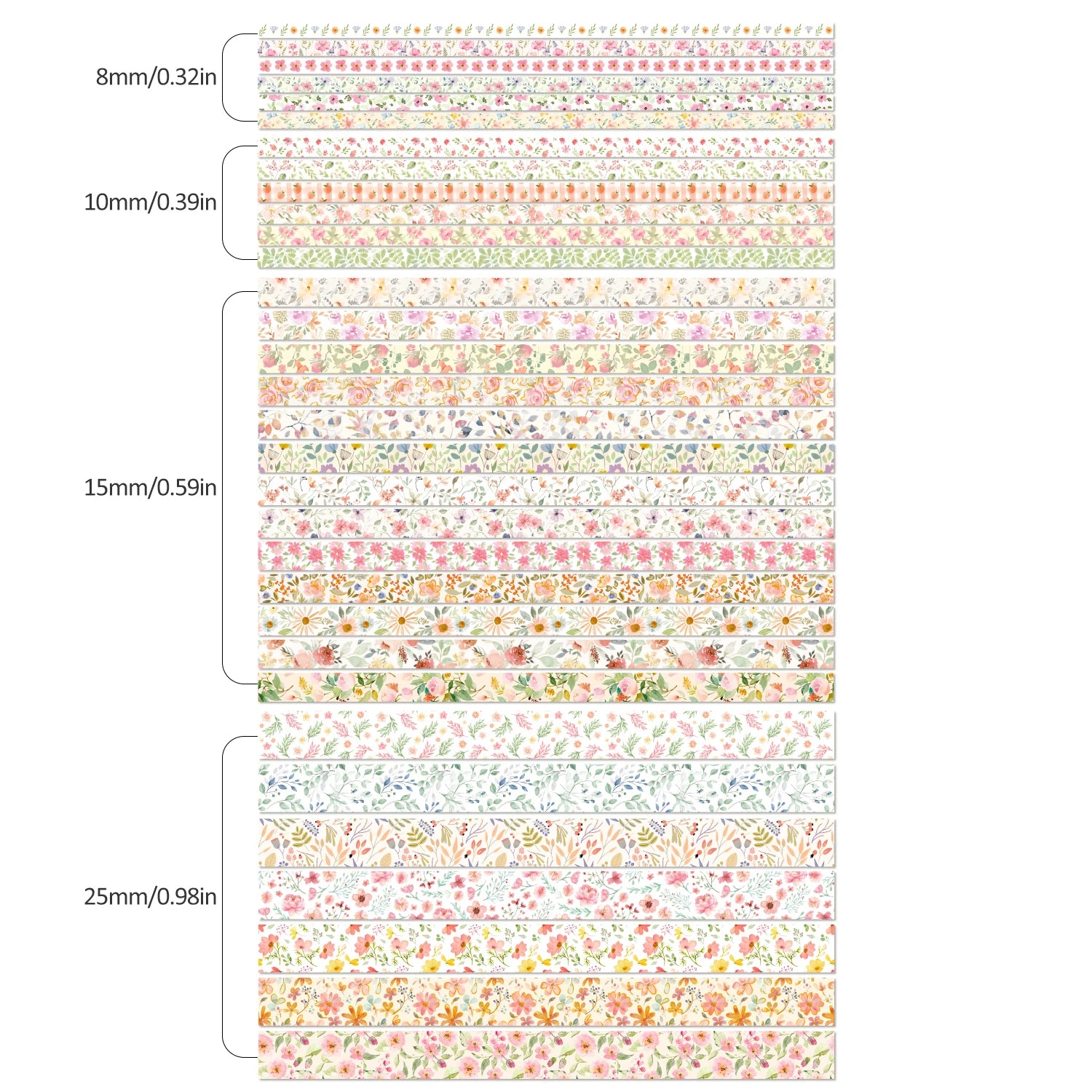 32-Roll Floral Washi Tape Set — Decorative Masking Tape for Journaling, Scrapbooking & DIY Crafts