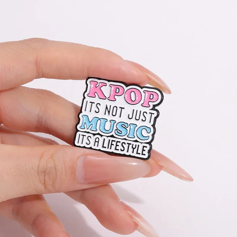 "I Love K-Pop" Music Enamel Pin — "K-Pop Music Is Better" Quote Brooch Lapel Badge Gift for K-Pop Fans