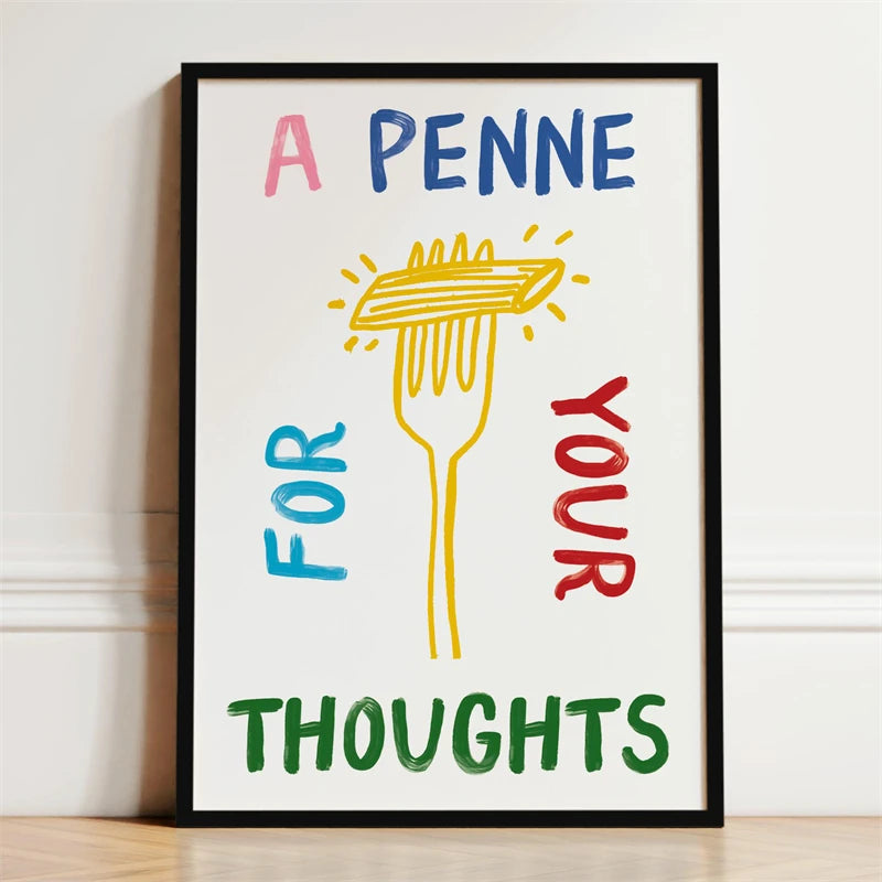 Kitchen Wall Art Poster — Wine, Coffee & Pasta Print