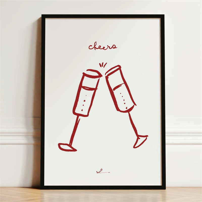 Kitchen Wall Art Poster — Wine, Coffee & Pasta Print