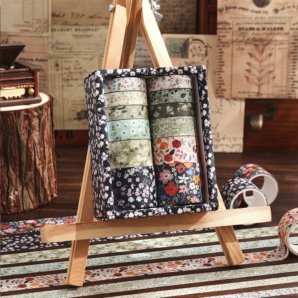 Botanical floral washi tape rolls for scrapbooking