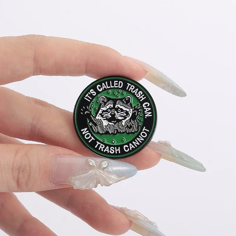 Funny Cartoon Raccoon Enamel Pin — "Fun in Dysfunctional" Trash Can Brooch for Backpacks, Jackets & Punk Accessories