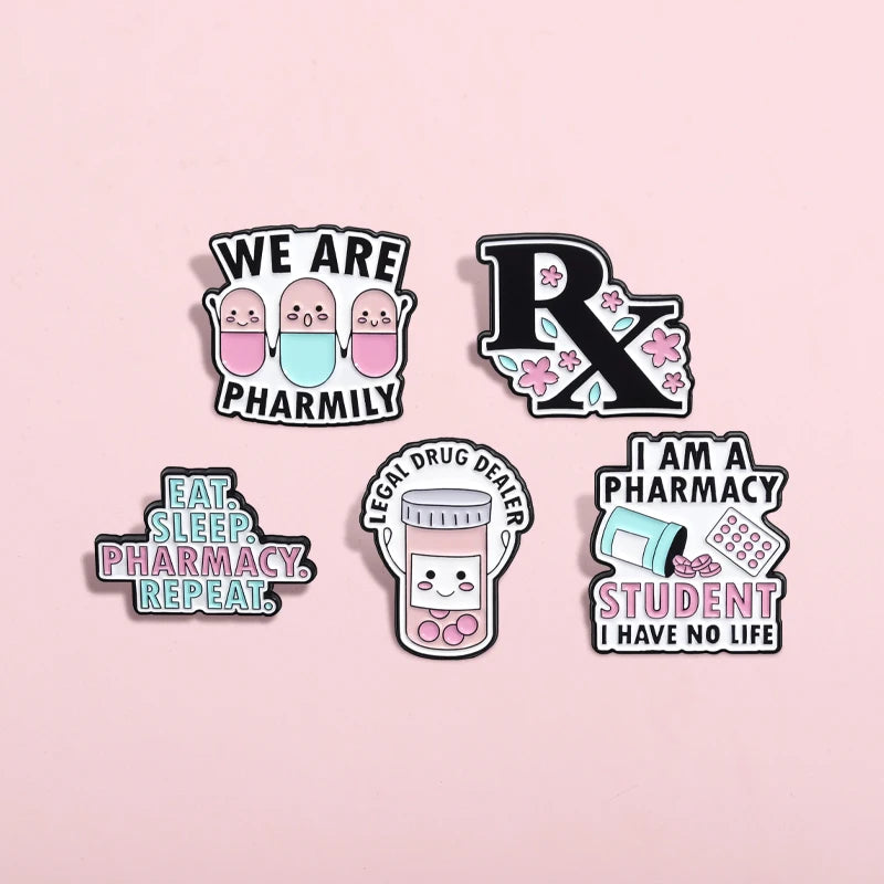 Retro Medical Enamel Pin — Caduceus, Stethoscope, Pill & Cat Doctor Brooch Lapel Badge Gift for Doctors & Nurses