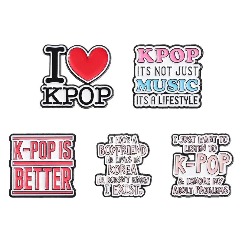 "I Love K-Pop" Music Enamel Pin — "K-Pop Music Is Better" Quote Brooch Lapel Badge Gift for K-Pop Fans