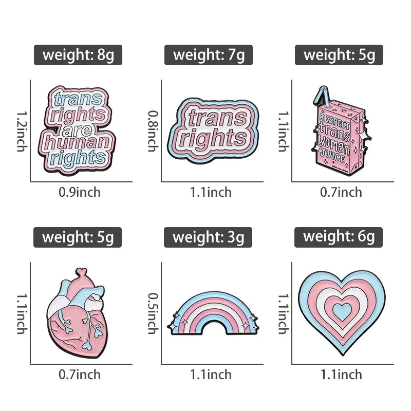 Trans Rights Are Human Rights Enamel Pin — Transgender Heart Brooch Lapel Badge for Hats, Backpacks & Pride Accessories