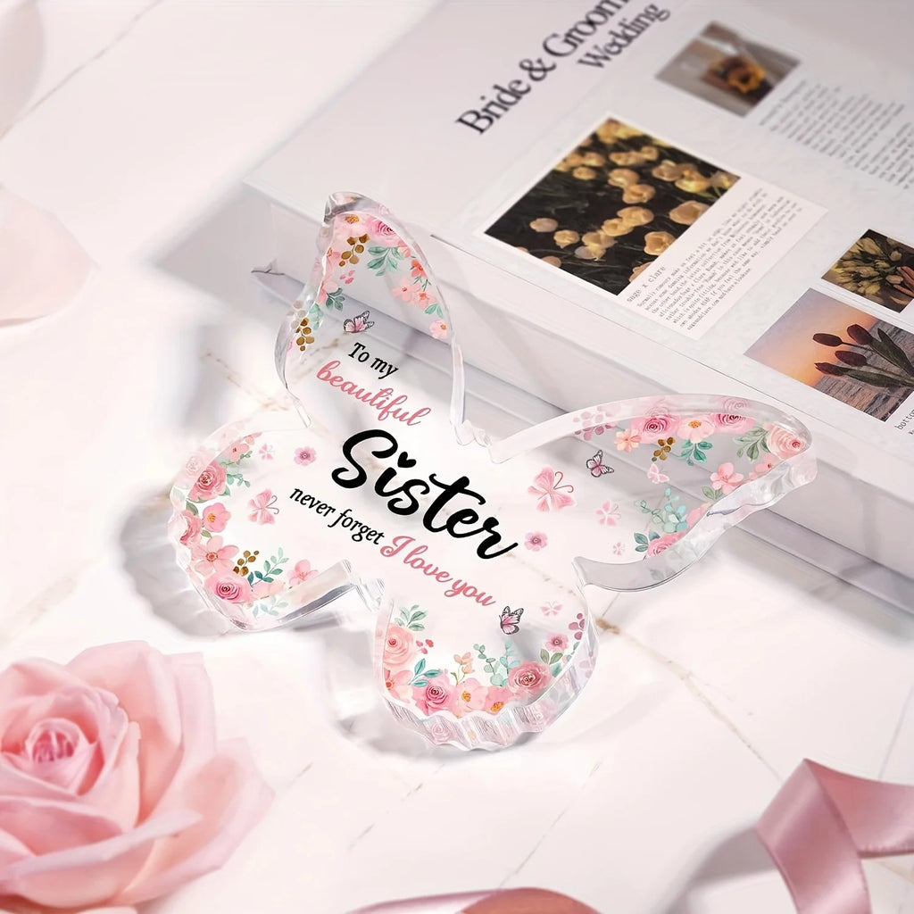 Butterfly-Shaped Acrylic Ornament — Heartfelt Gift for Sisters & Best Friends for Birthdays, Mother's Day & Christmas