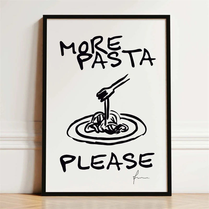 Kitchen Wall Art Poster — Wine, Coffee & Pasta Print