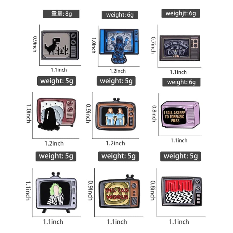 Retro TV Horror & Anime Enamel Pin — Movie Brooch Lapel Badge for Backpacks, Halloween & Punk Accessories