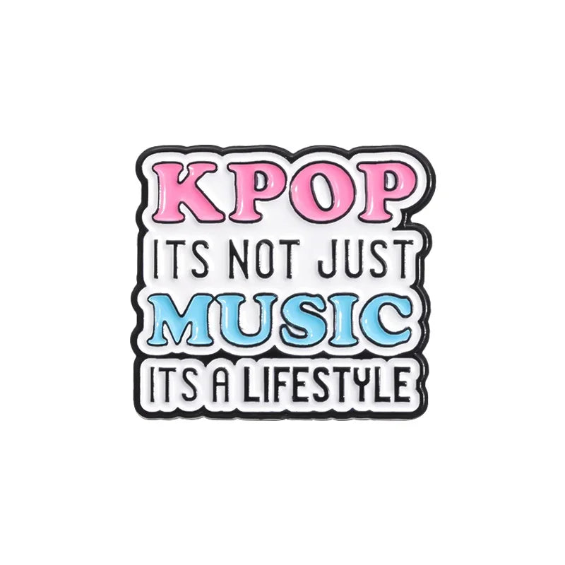 "I Love K-Pop" Music Enamel Pin — "K-Pop Music Is Better" Quote Brooch Lapel Badge Gift for K-Pop Fans