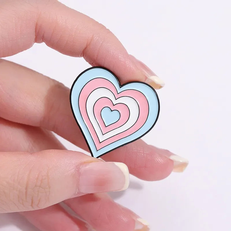 Trans Rights Are Human Rights Enamel Pin — Transgender Heart Brooch Lapel Badge for Hats, Backpacks & Pride Accessories