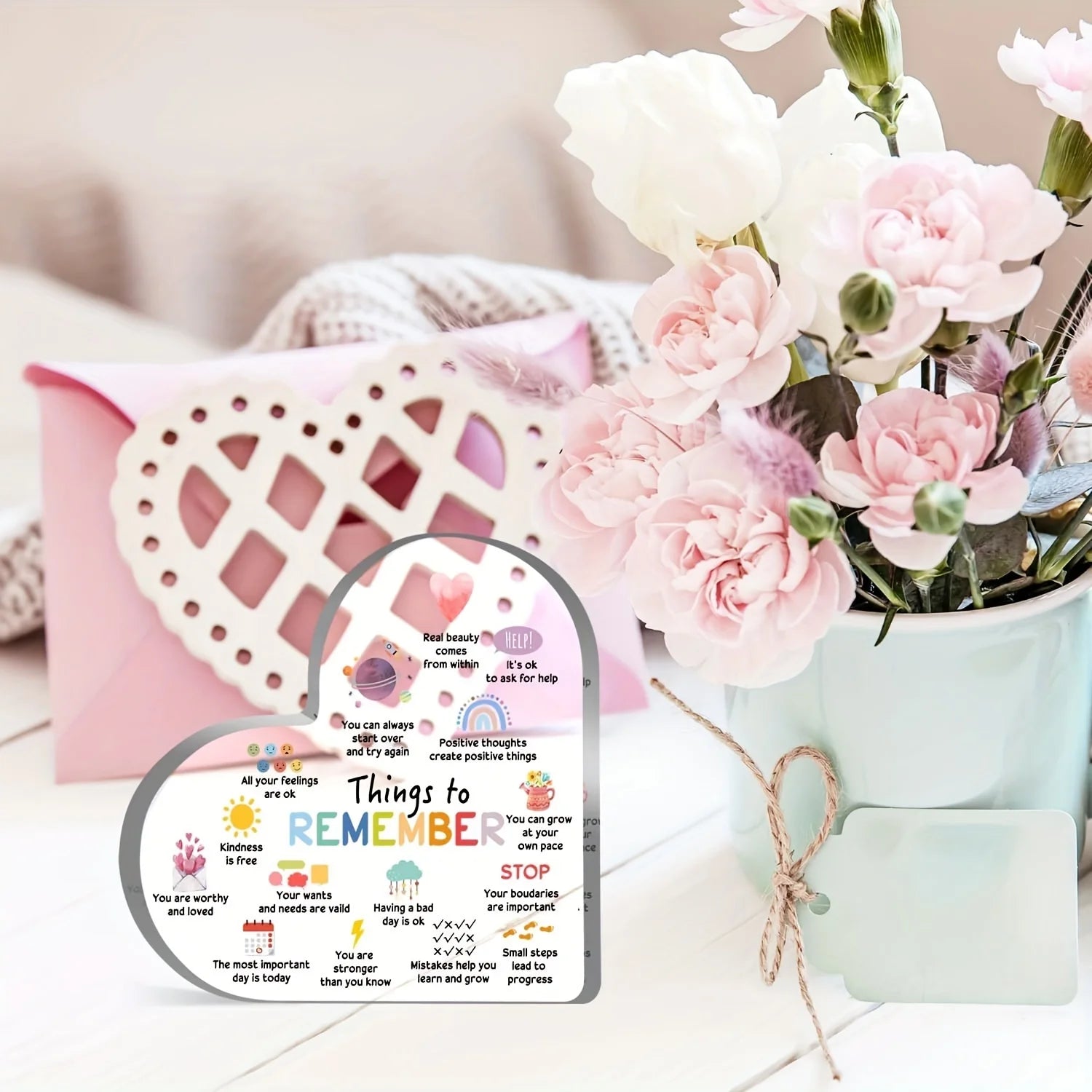 Psychotherapy Affirmation Heart Acrylic Sign — Mental Health & Anxiety Decor for Home, Therapy Rooms & Healing Spaces