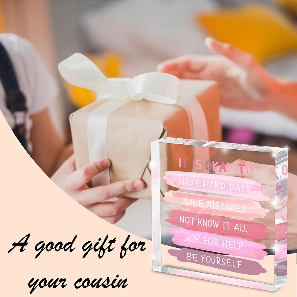 Pink Mental Health Desk Ornament — Inspirational Office Decor & Thoughtful Gift for Women & Teachers