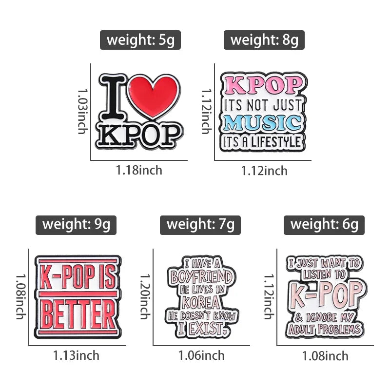 "I Love K-Pop" Music Enamel Pin — "K-Pop Music Is Better" Quote Brooch Lapel Badge Gift for K-Pop Fans
