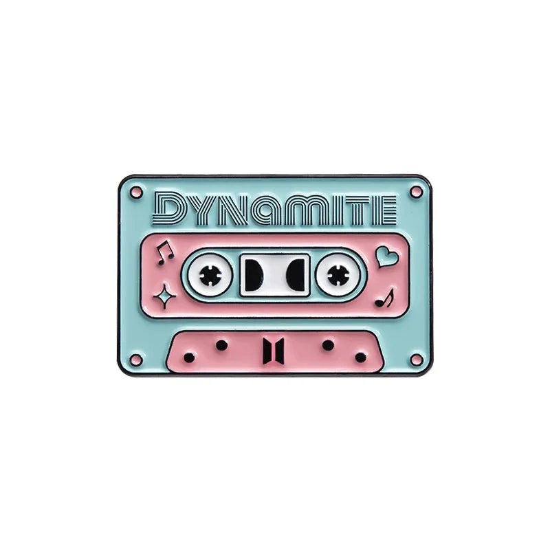 K-Pop Retro Music Tape Enamel Pin Brooch — Lapel Badge & Backpack Accessory for Music Lovers & K-Pop Fans