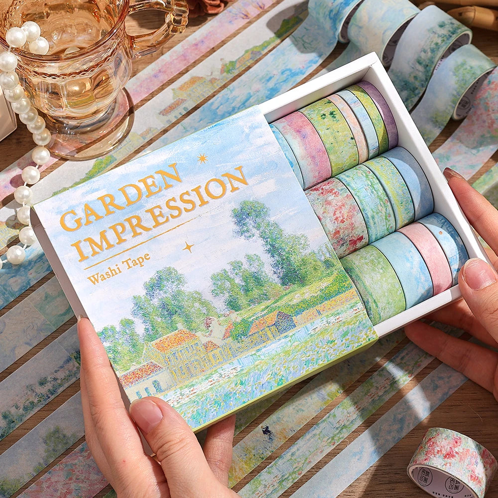 20-Roll Vintage Garden Impression Washi Tape Set — Botanical Masking Tapes for Scrapbooking, Journaling & Planners