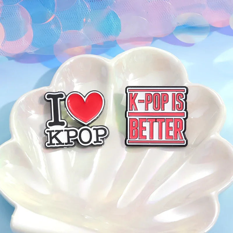 "I Love K-Pop" Music Enamel Pin — "K-Pop Music Is Better" Quote Brooch Lapel Badge Gift for K-Pop Fans