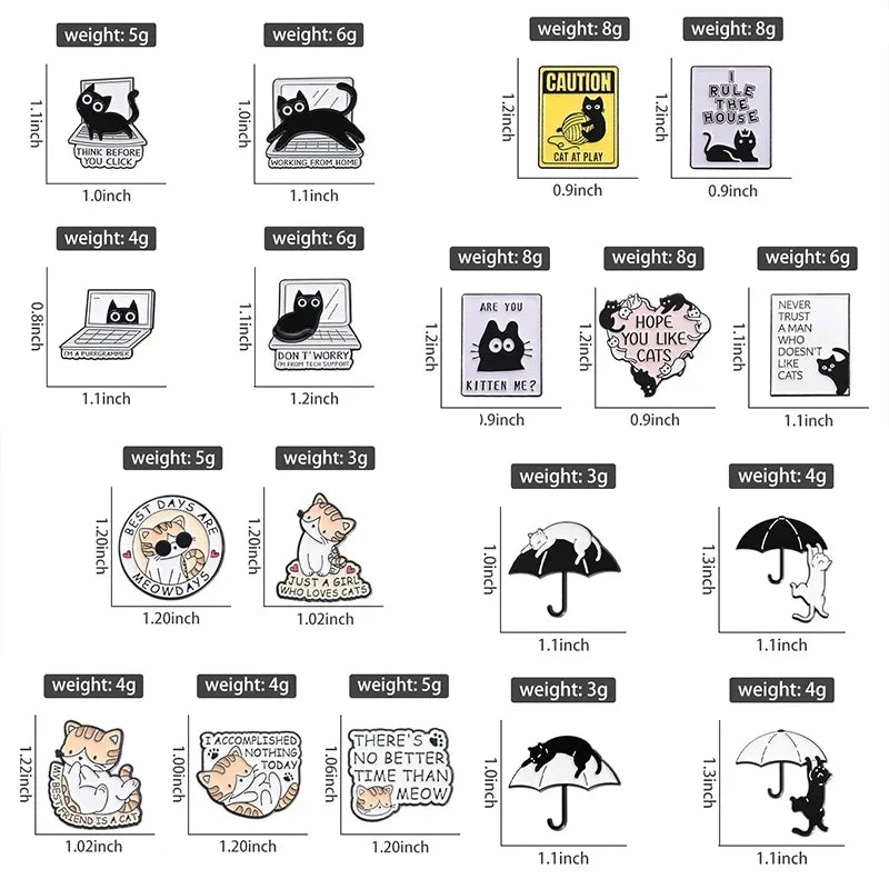 Funny Black Cat "Think Before You Click" Enamel Pin — Cartoon Brooch Lapel Badge Gift for Cat Lovers & Internet People