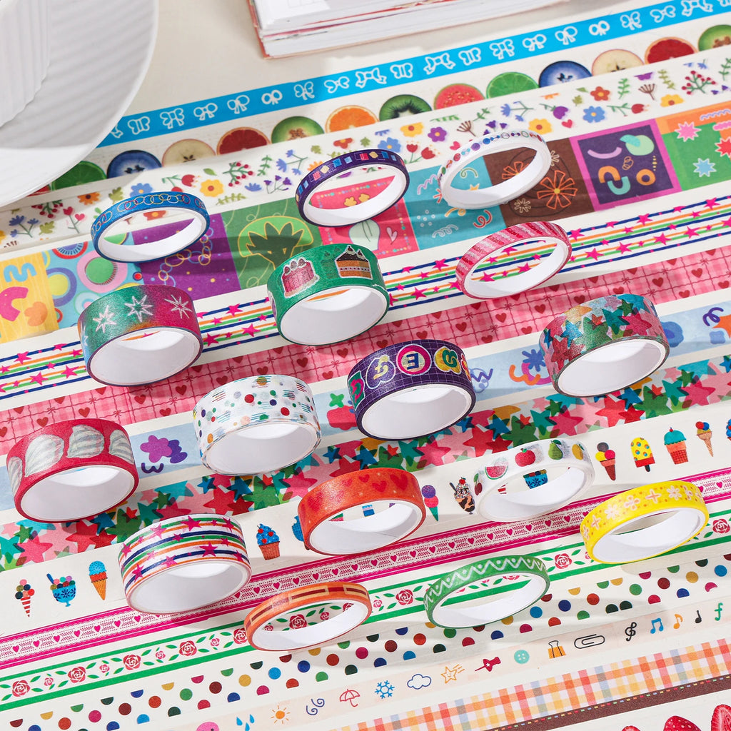 32-Roll Cute Painting Washi Tape Set — Decorative Tapes for Scrapbooking, Junk Journaling & DIY Crafts