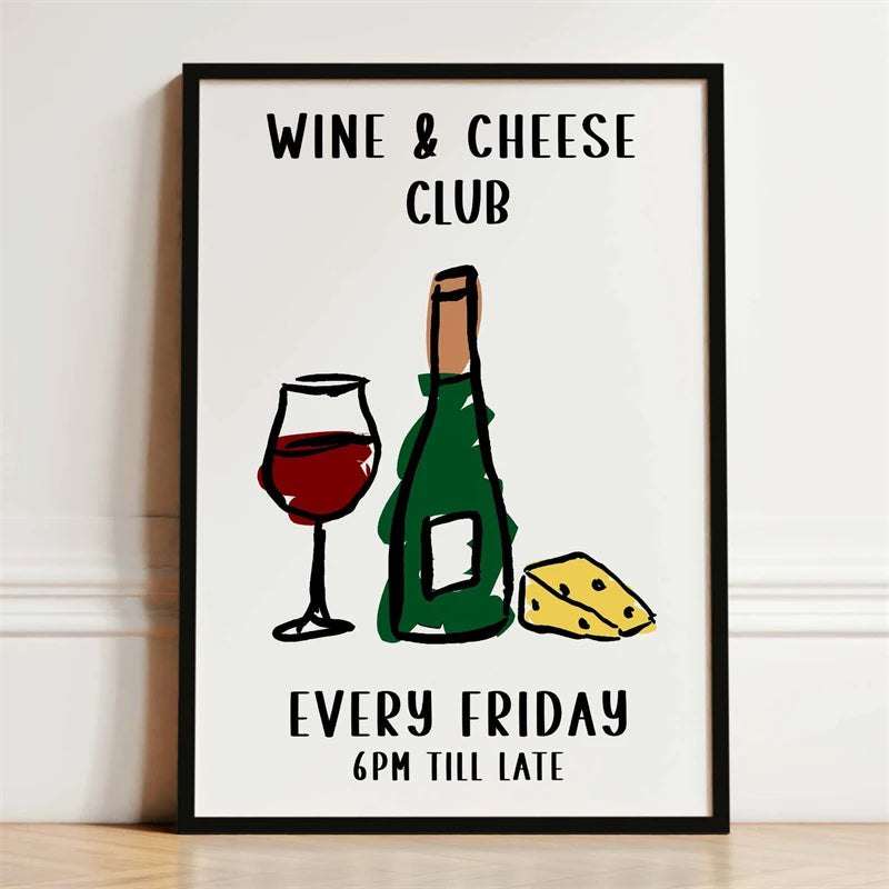 Kitchen Wall Art Poster — Wine, Coffee & Pasta Print