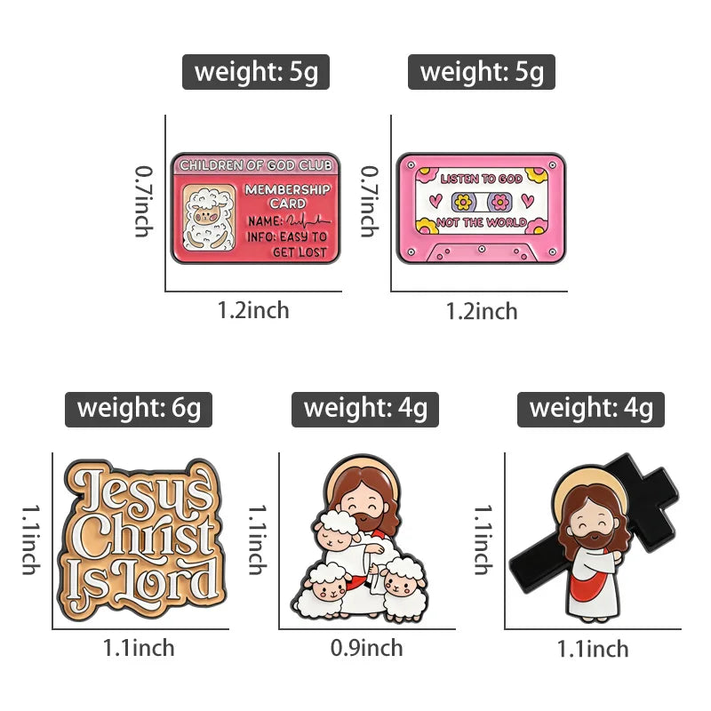 Christian Faith Enamel Pin — "The Lord Is My Shepherd" & Jesus Christ Is Lord Cross Brooch Lapel Badge Gift for Believers