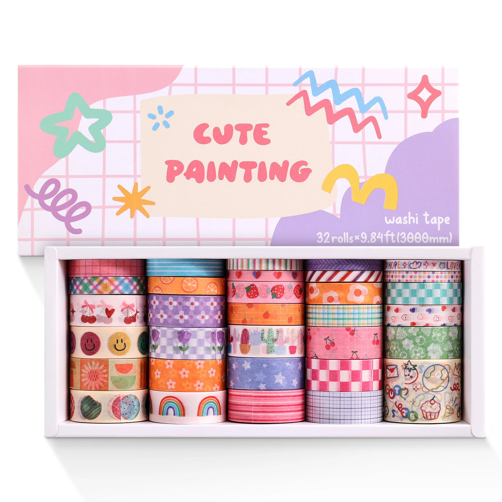 32-Roll Washi Tape Set – Decorative Craft Tape for Scrapbooking, Journals & Gift Wrapping