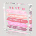 Pink Mental Health Desk Ornament — Inspirational Office Decor & Thoughtful Gift for Women & Teachers