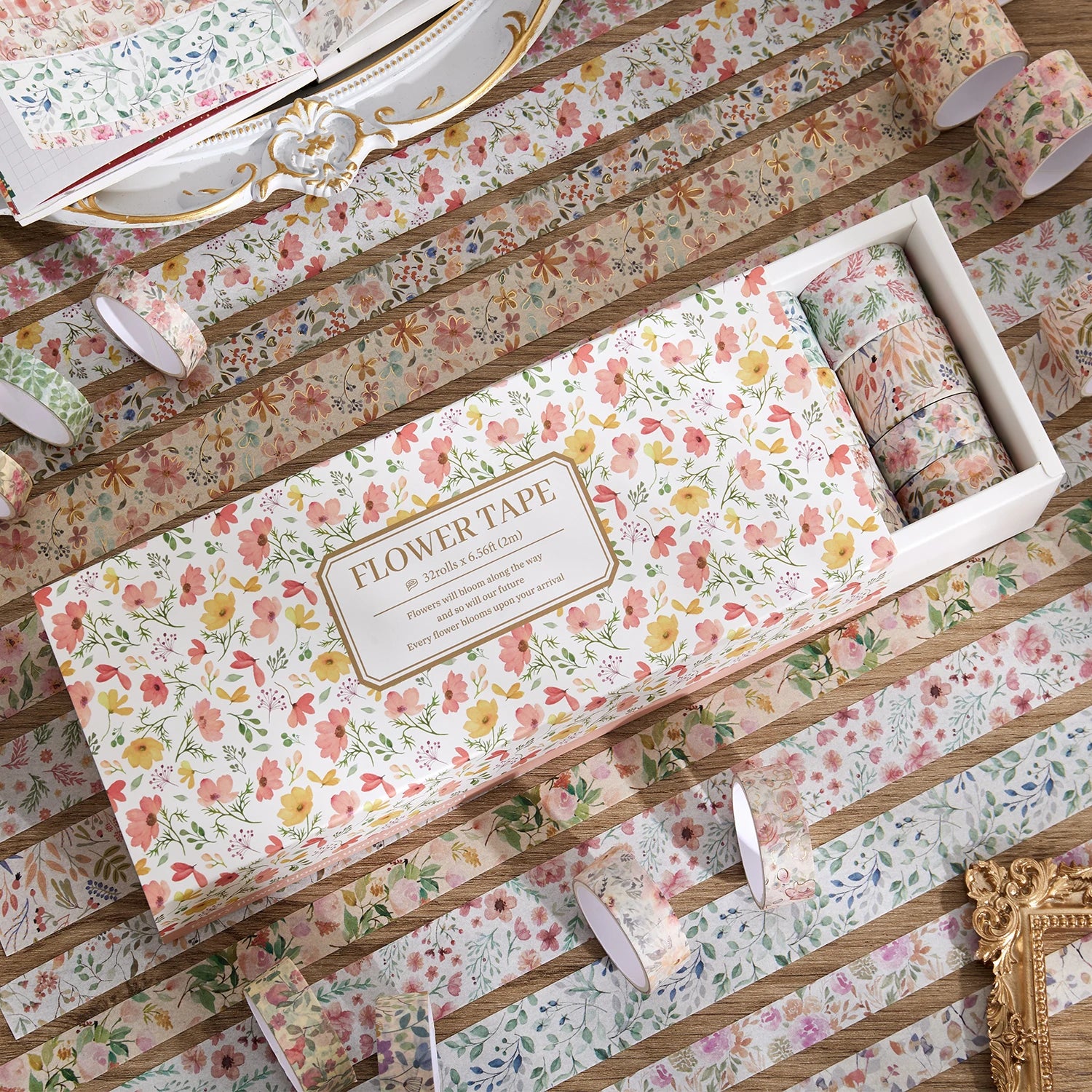 32-Roll Floral Washi Tape Set — Decorative Masking Tape for Journaling, Scrapbooking & DIY Crafts