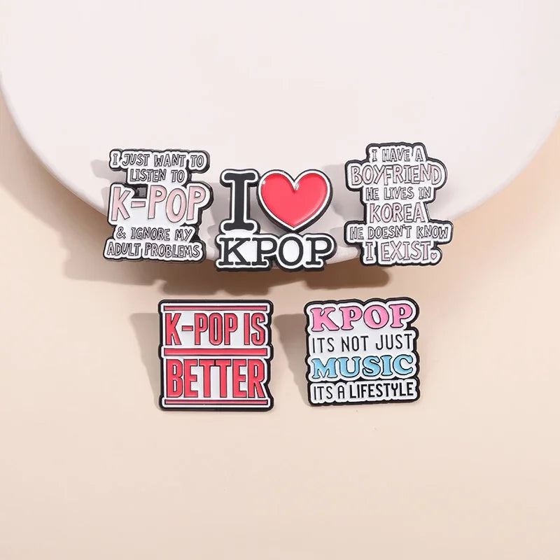 "I Love K-Pop" Music Enamel Pin — "K-Pop Music Is Better" Quote Brooch Lapel Badge Gift for K-Pop Fans