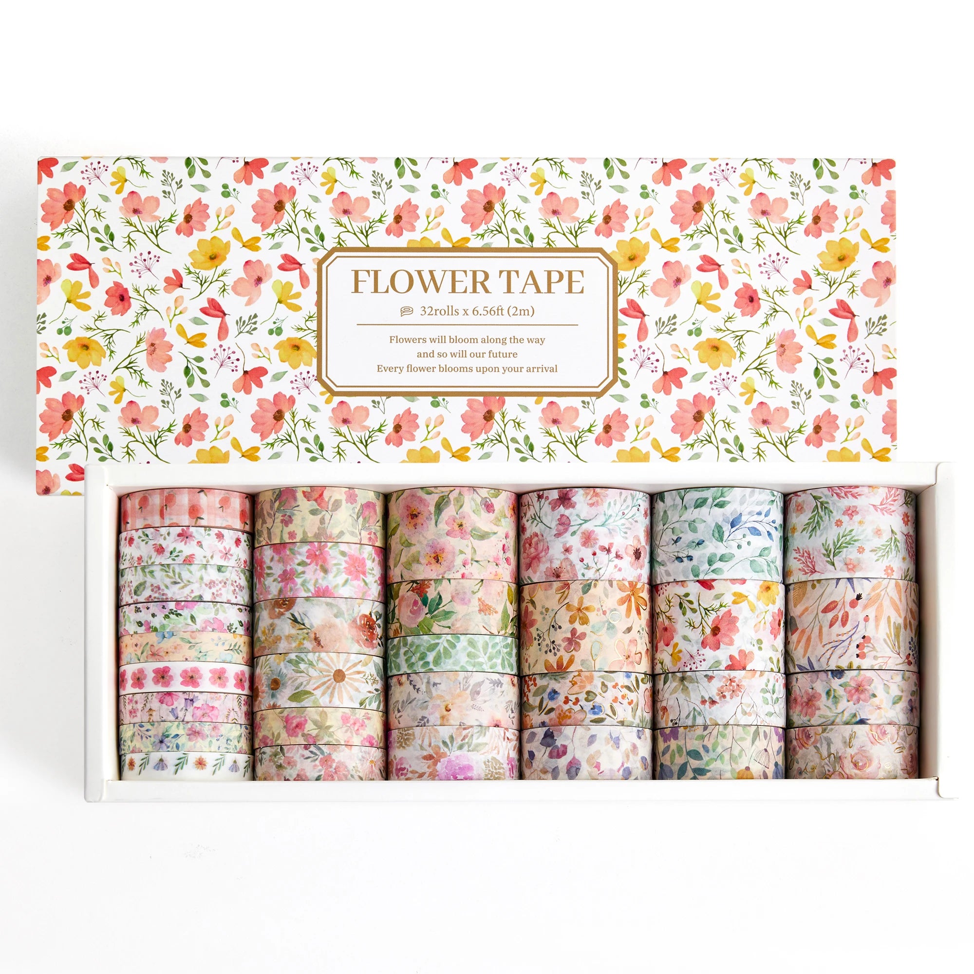 32-Roll Floral Washi Tape Set — Decorative Masking Tape for Journaling, Scrapbooking & DIY Crafts