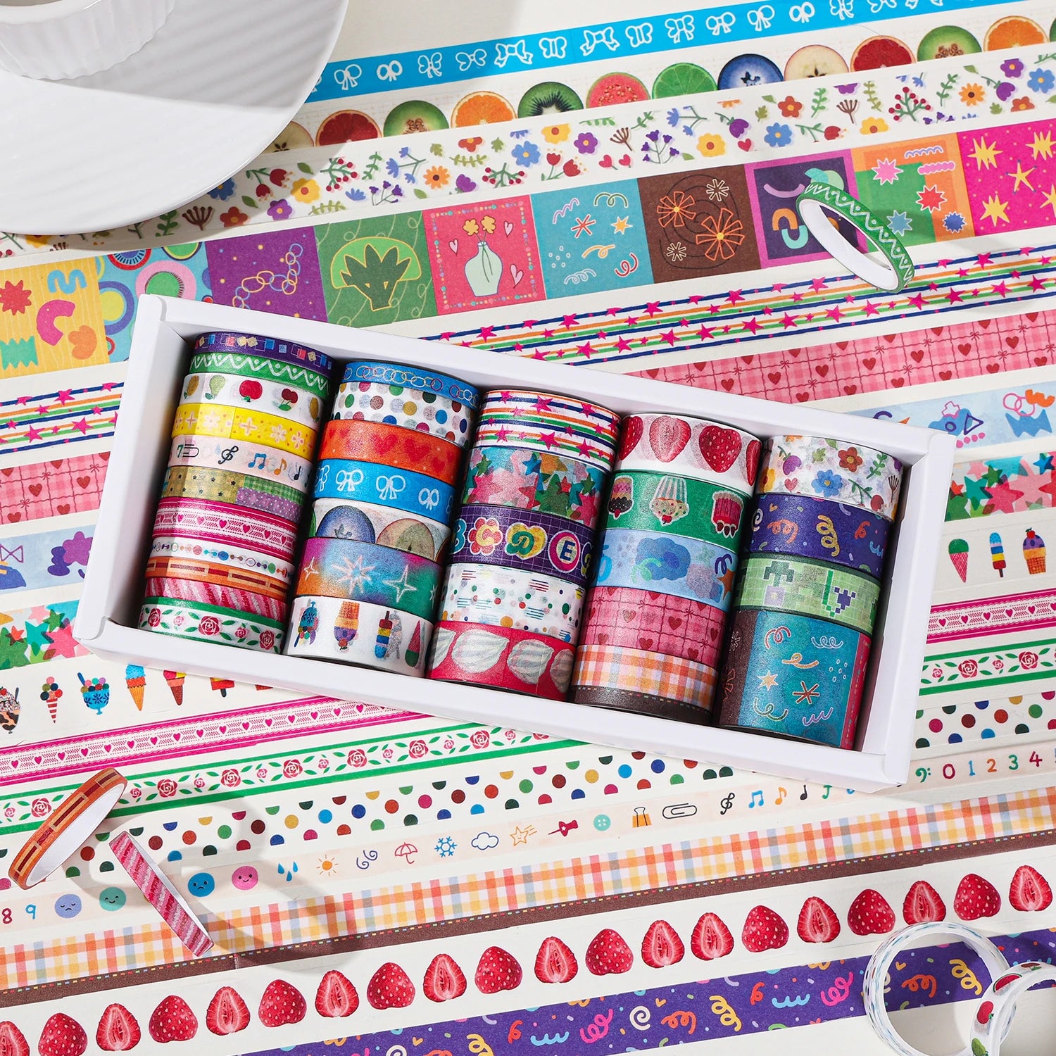 32-Roll Cute Painting Washi Tape Set — Decorative Tapes for Scrapbooking, Junk Journaling & DIY Crafts