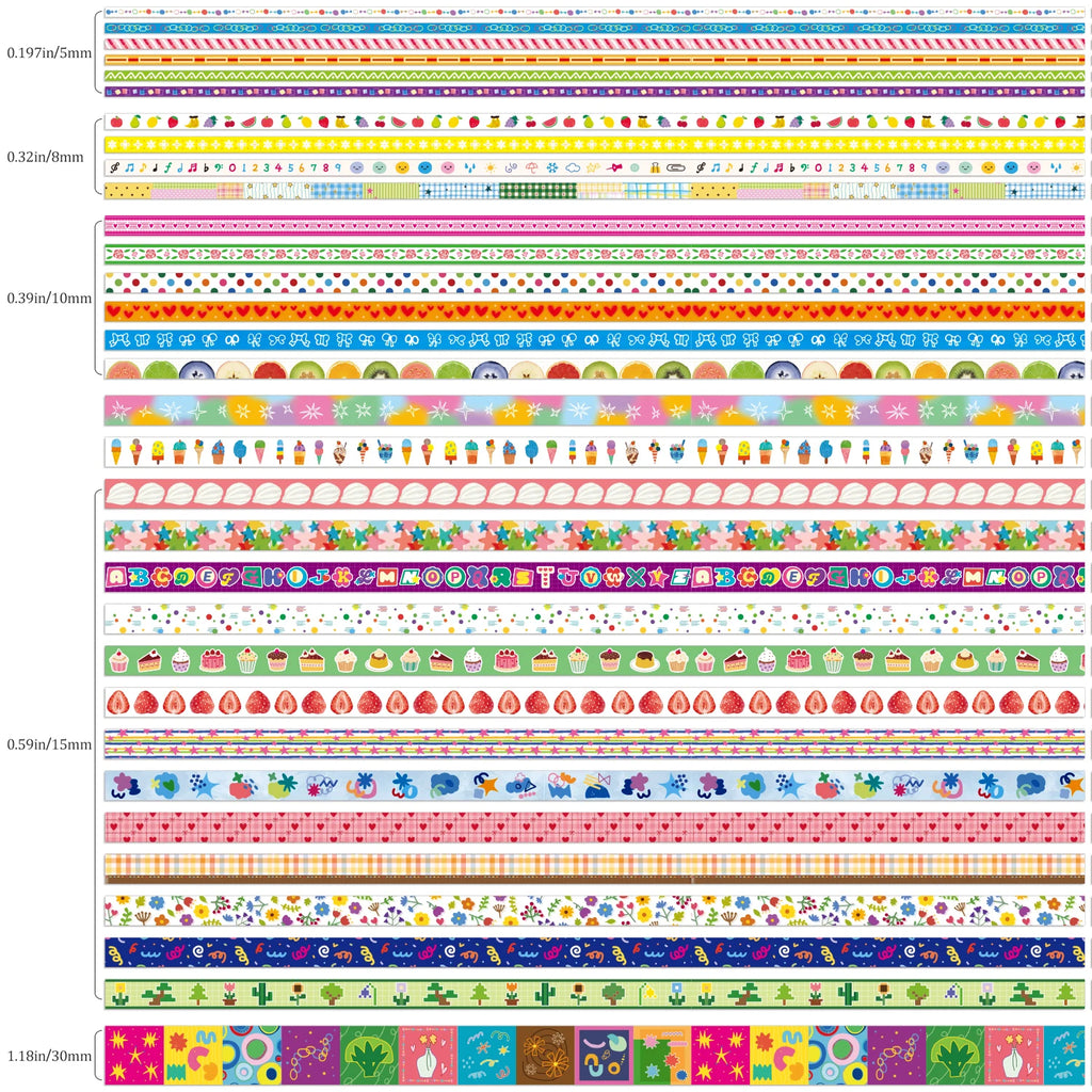 32-Roll Cute Painting Washi Tape Set — Decorative Tapes for Scrapbooking, Junk Journaling & DIY Crafts
