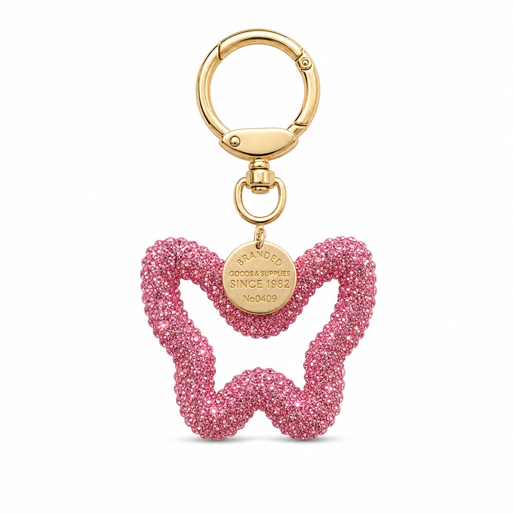 Rhinestone Butterfly Keychain