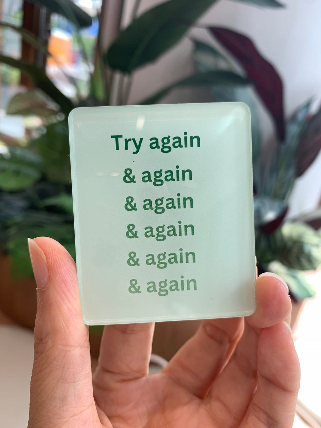 try again and again acrylic magnet