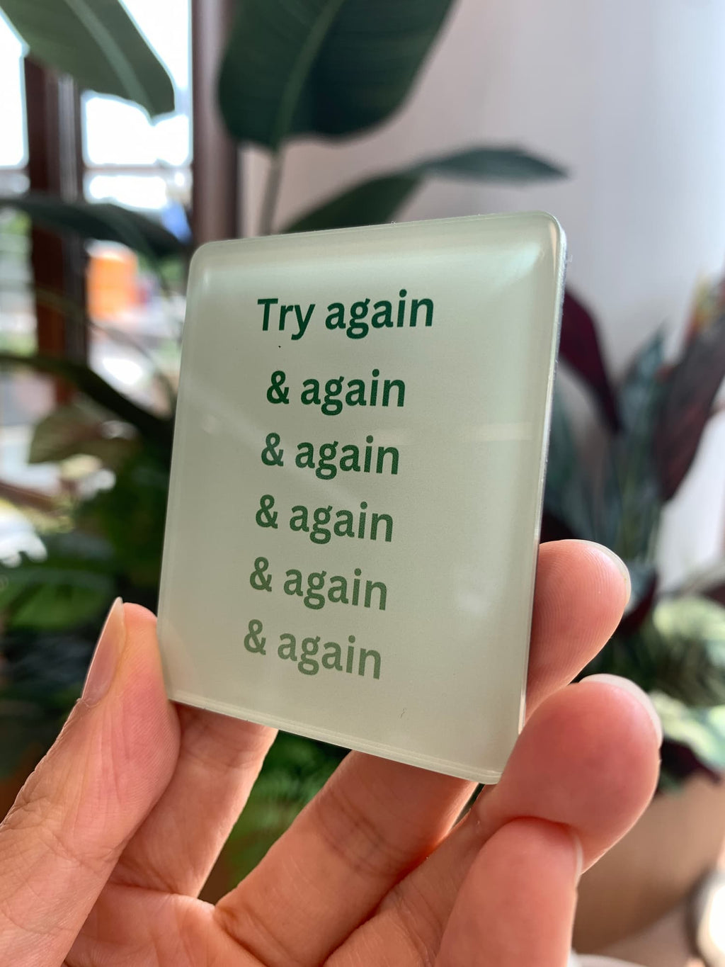 try again and again acrylic magnet