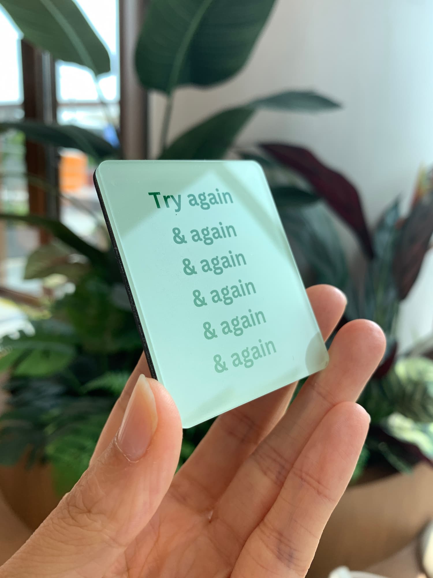try again and again acrylic magnet