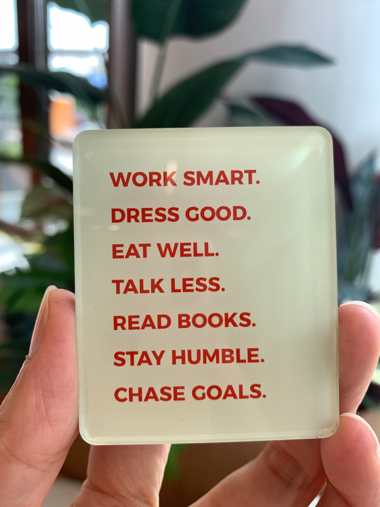 work smart acrylic magnet