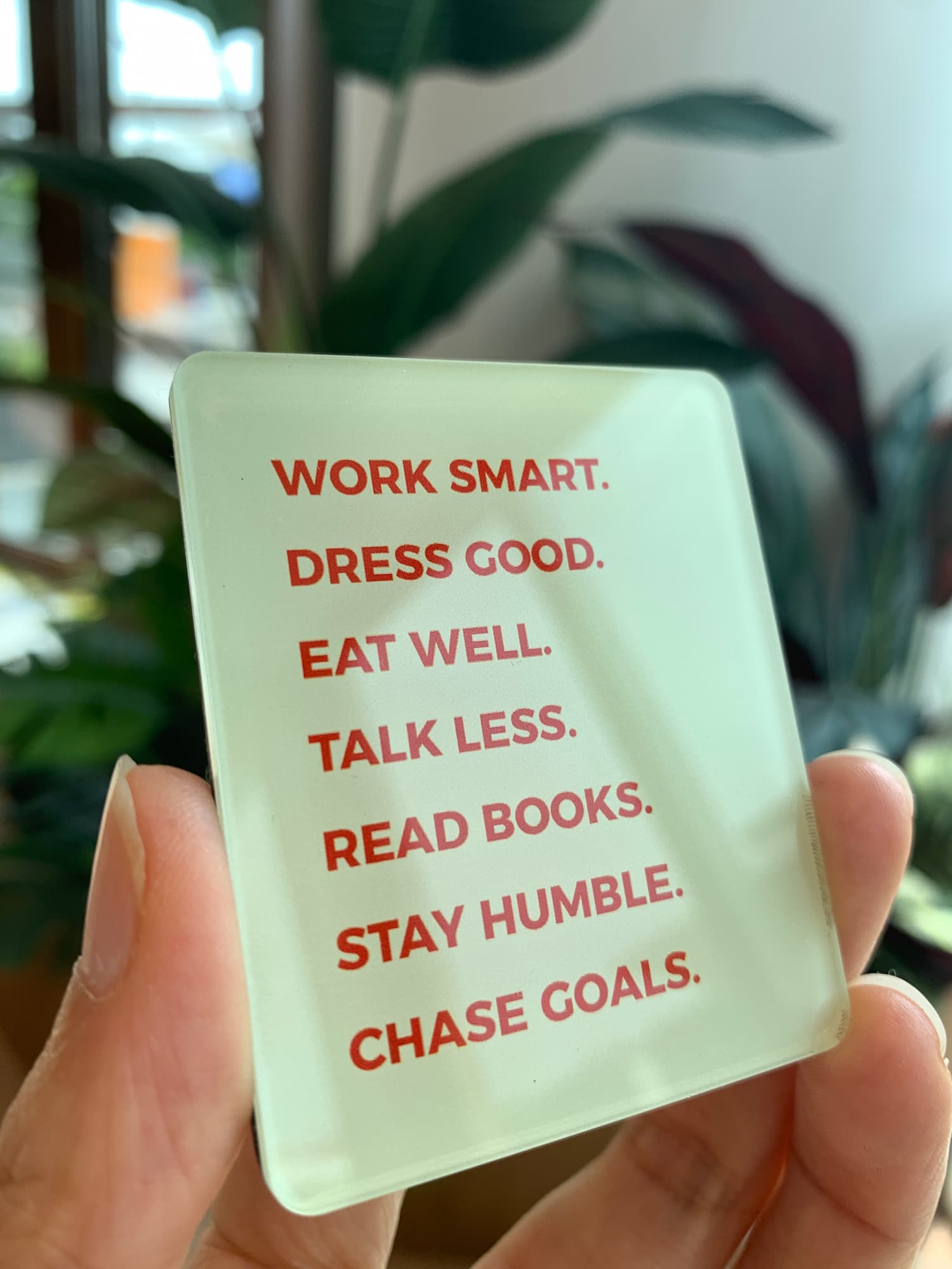 work smart acrylic magnet